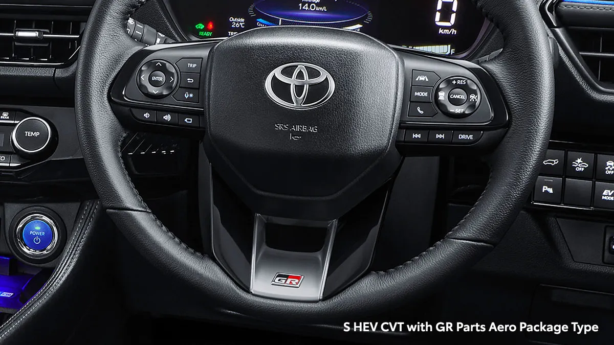 Convenient Steering Wheel with Switch Button (All Type) and GR Logo Emblem (All GR Parts Aero Package Type)