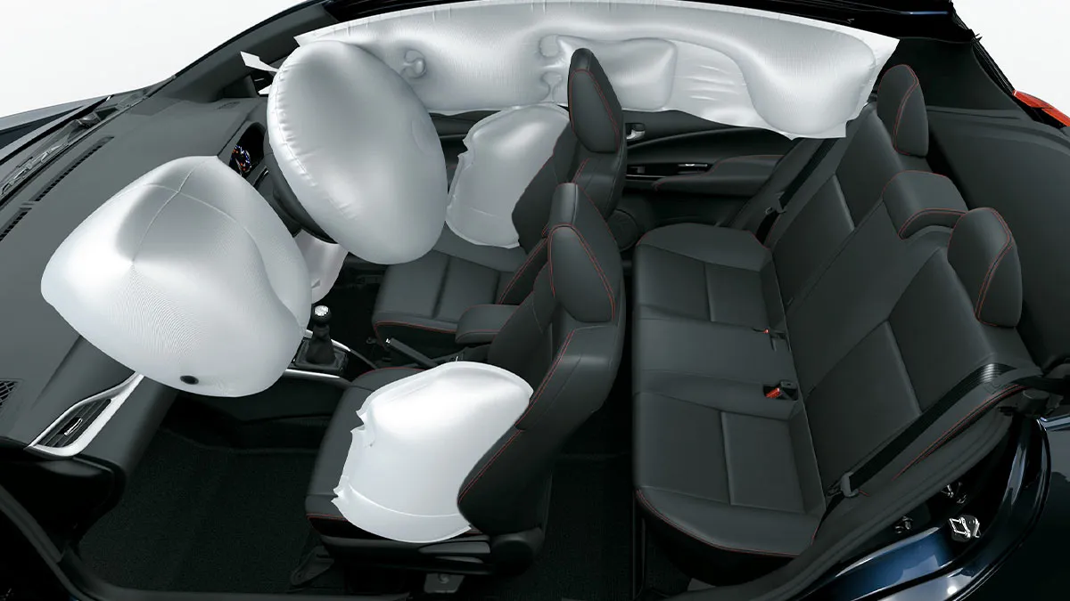 7 Airbags (Driver + Passenger); 2 Side Airbags; 2 Curtain Side Airbags; Driver Knee
